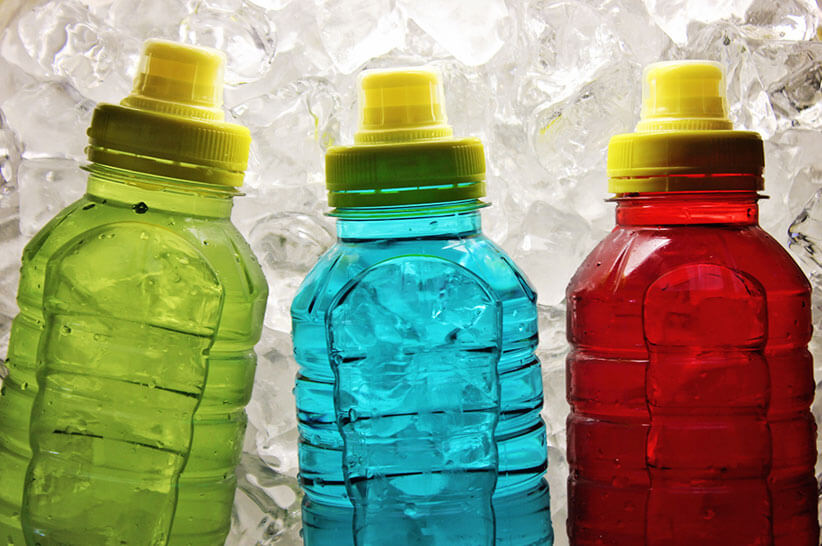 electrolyte drink in three different bottles