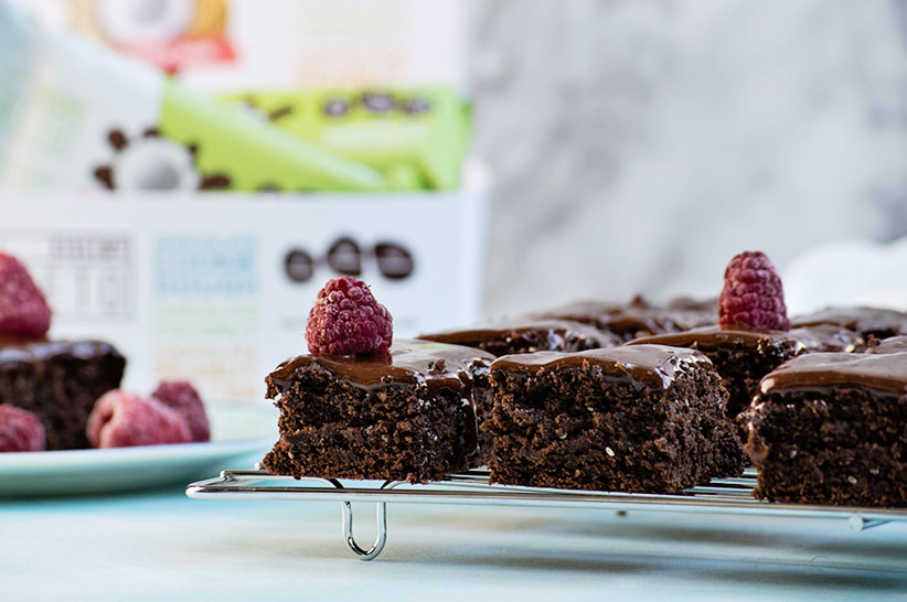 keto brownie with raspberry on top