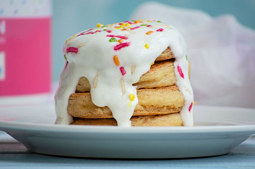 Birthday Cake Batter Protein Pancakes