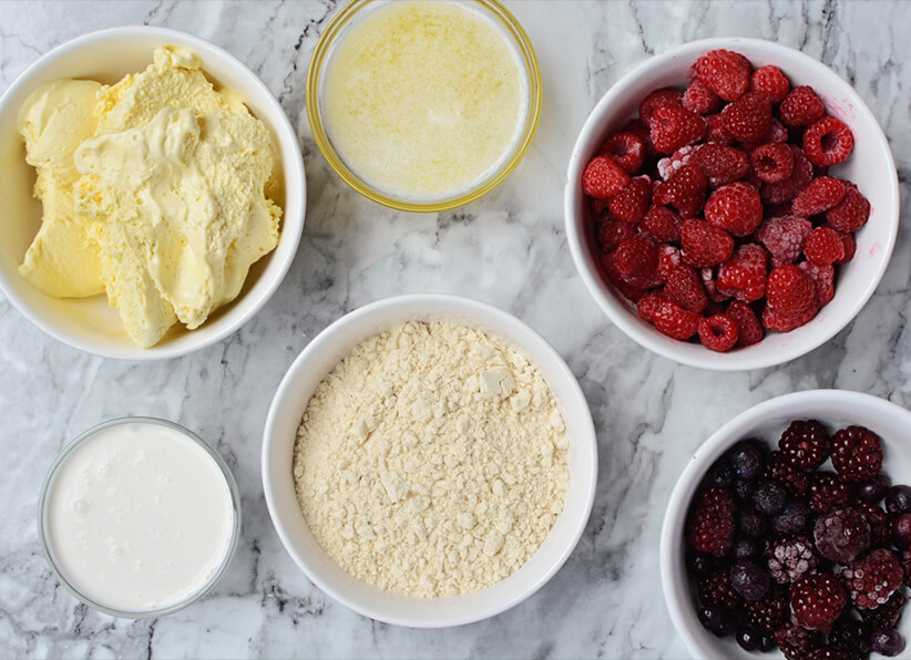 Berries and Cream Ice Cream Pie ingredients