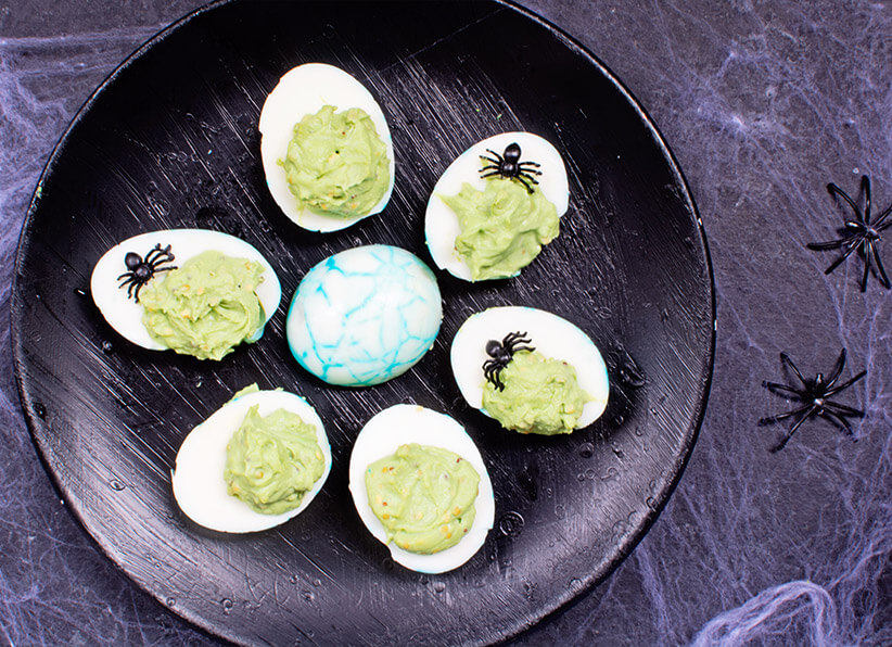 Spooky Spiderweb Deviled Eggs