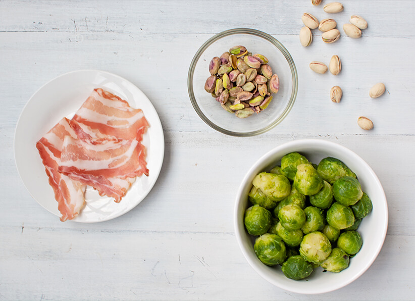 Brussels Sprout with Bacon and Pistachios ingredients