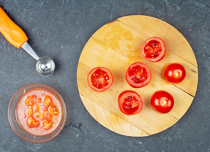 Cherry-Tomatoes-Stuffed With Creamy Tuna Mayo and Cream Cheese instructions