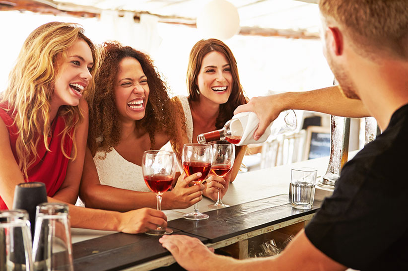 ladies drinking wine